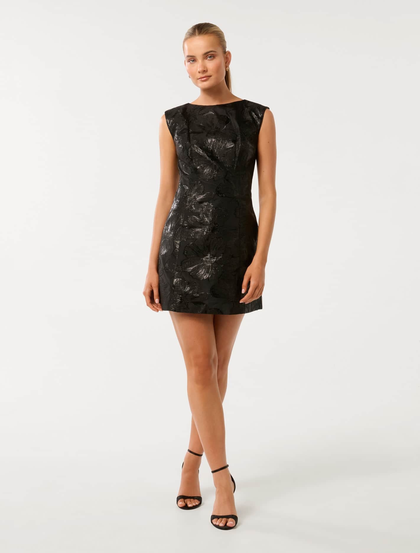 Evan Jacquard Mini Dress Black
