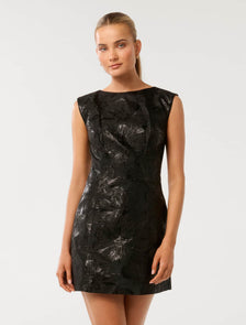 Evan Jacquard Mini Dress Black