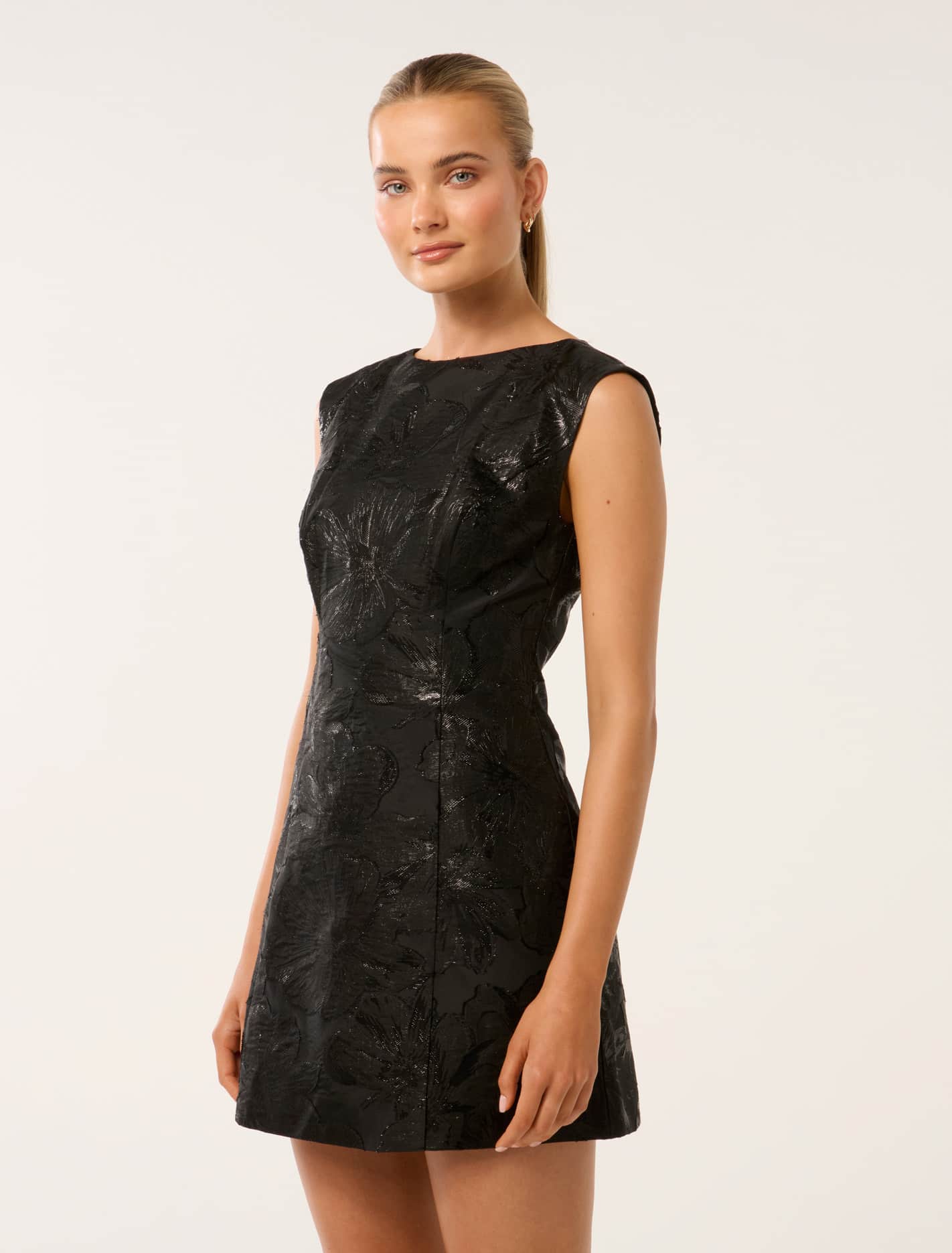 Evan Jacquard Mini Dress Black