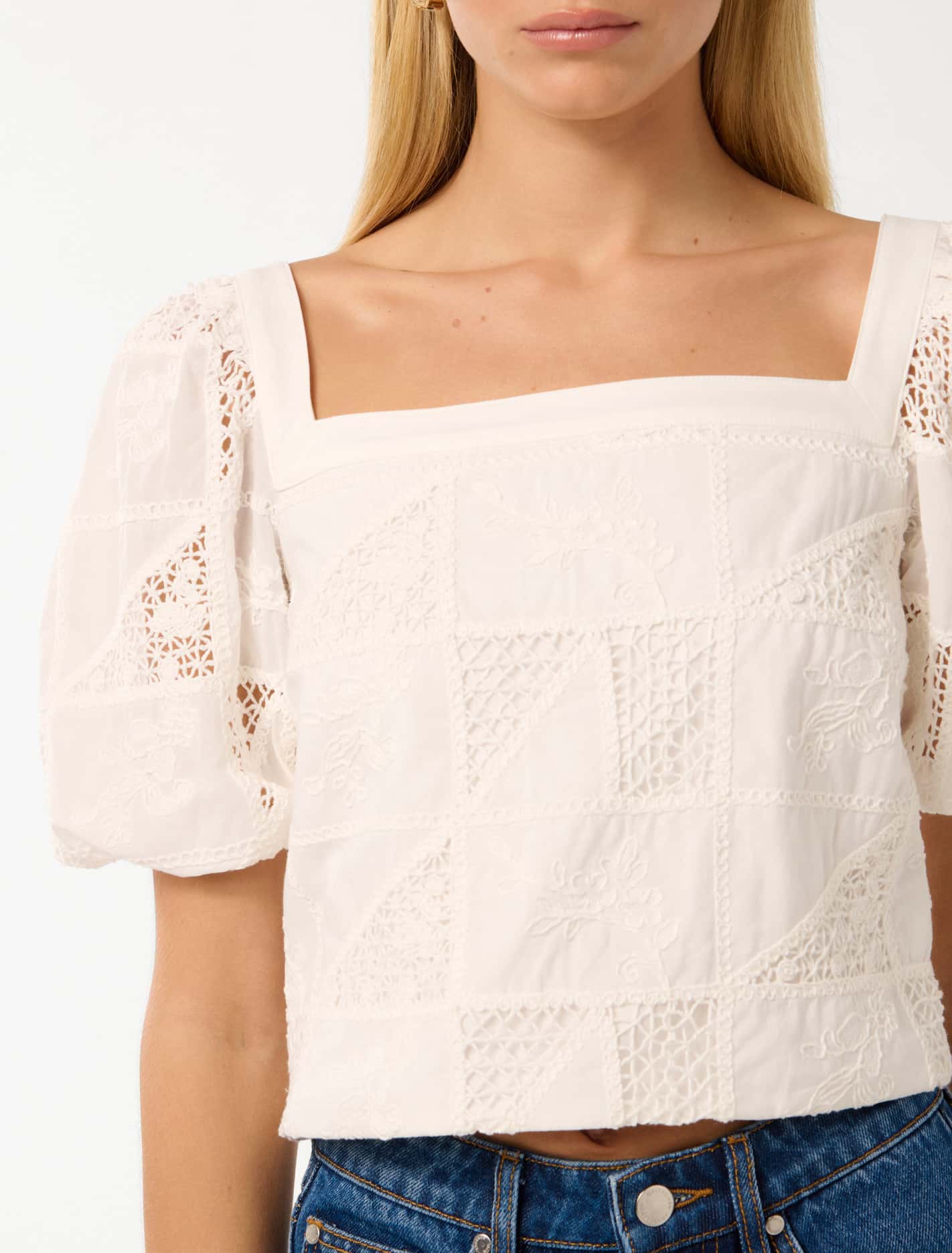 Katya Embroidered Top Porcelain