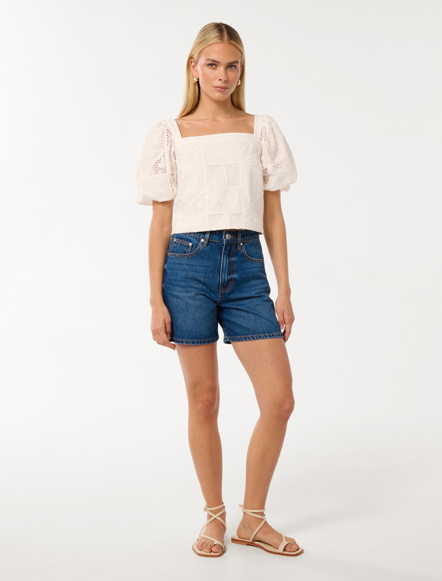 Katya Embroidered Top Porcelain