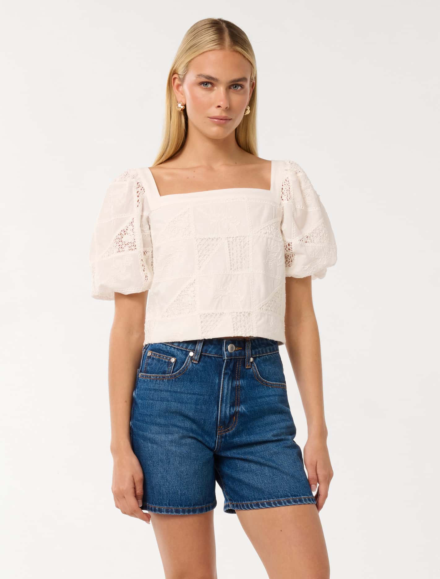Katya Embroidered Top Porcelain