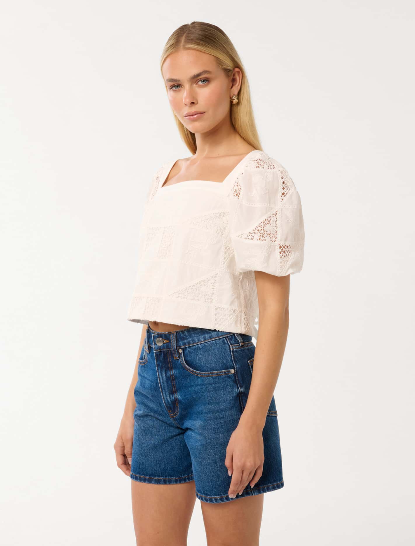 Katya Embroidered Top Porcelain