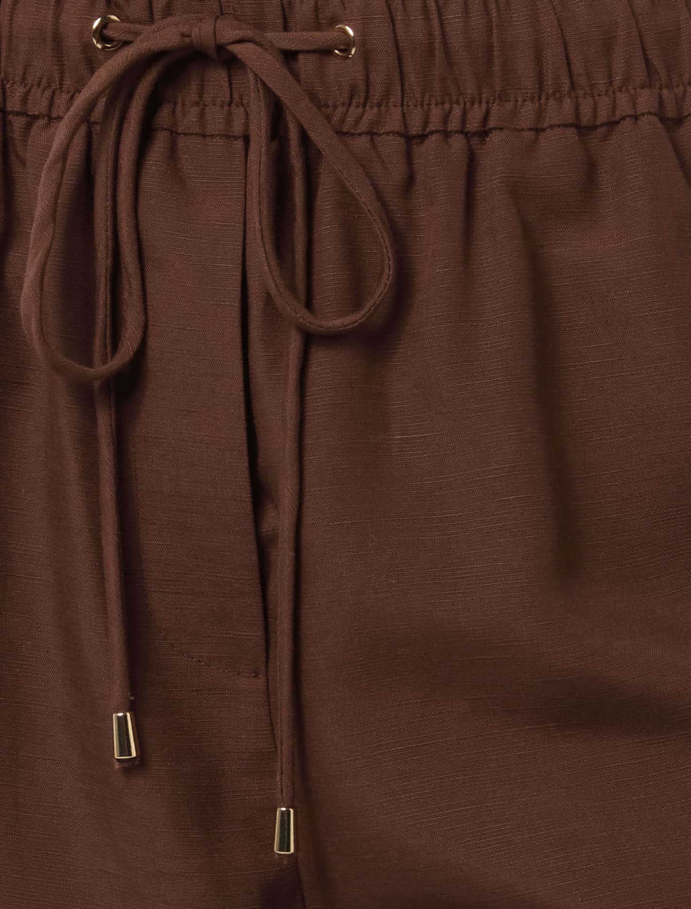 Phoebe Petite Linen Wide Leg Pant Rich Chocolate