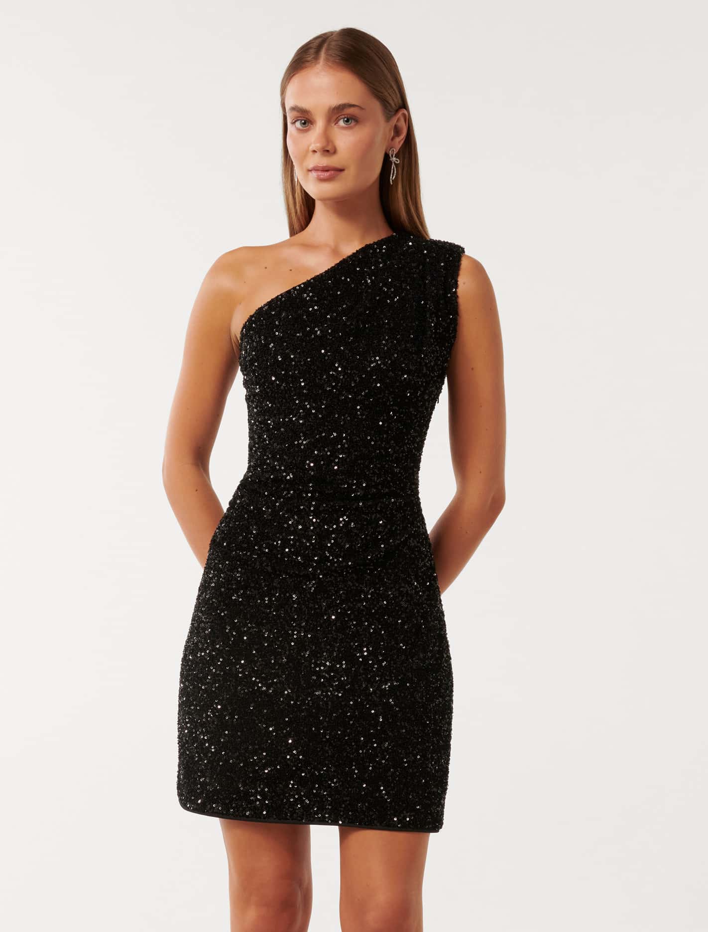 Rosalia Sequin Mini Dress Black