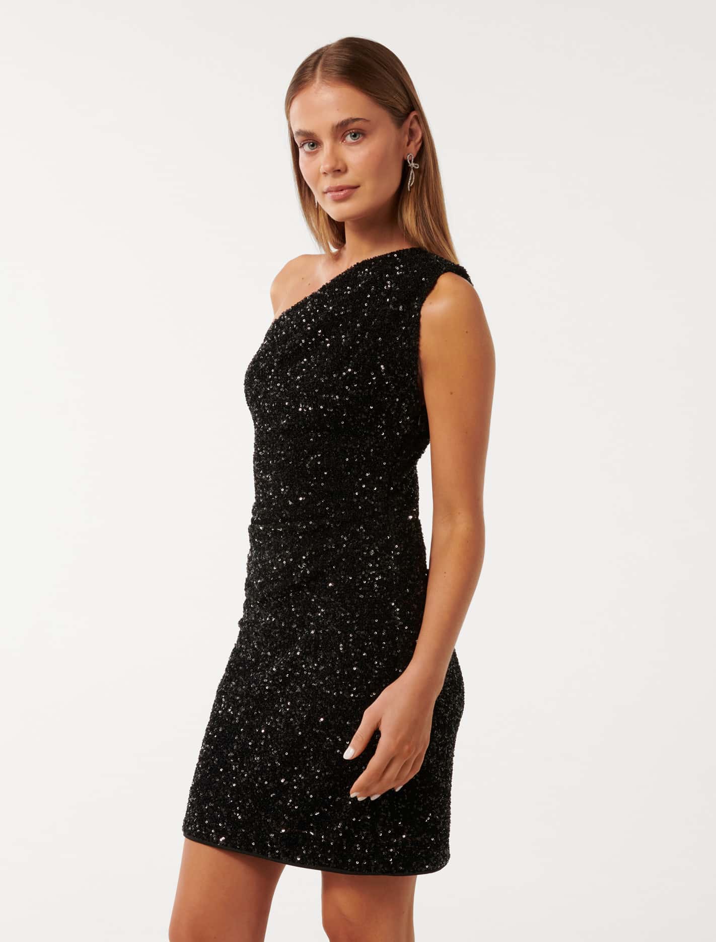 Rosalia Sequin Mini Dress Black