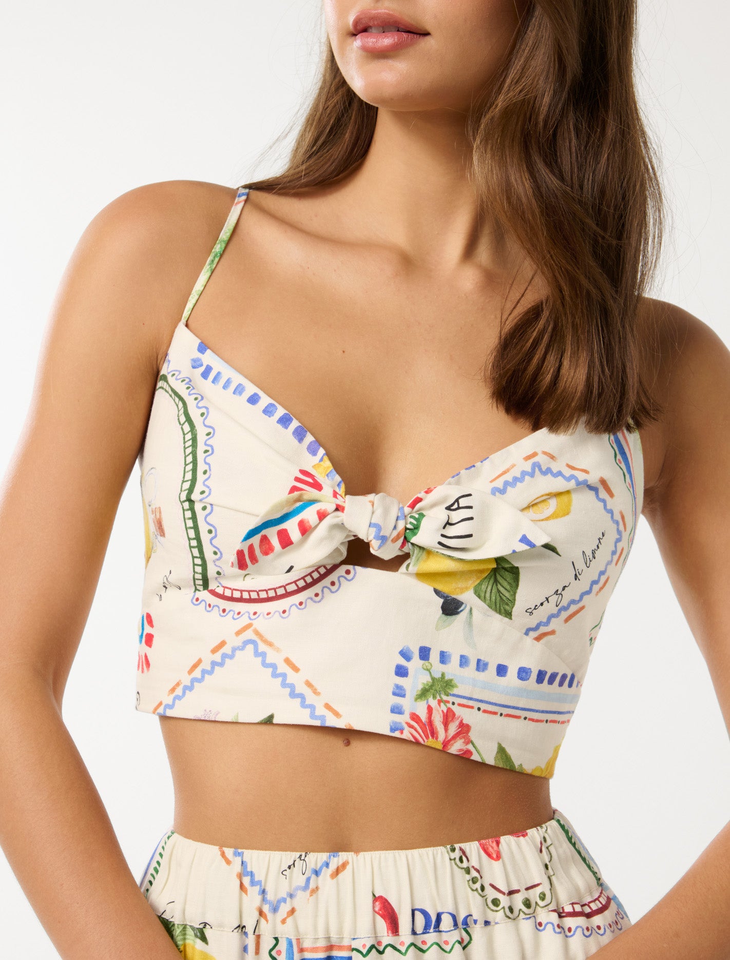 Annie Tie Front Top Amalfi Postcards Co-ord