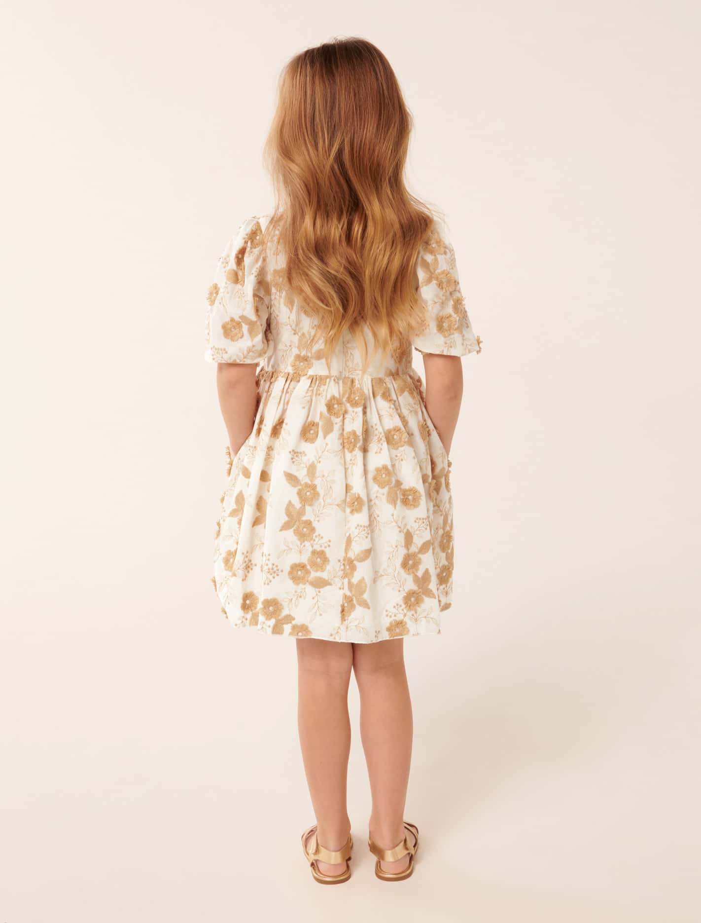 Camille Puff Sleeve Girls Dress Honey Yellow