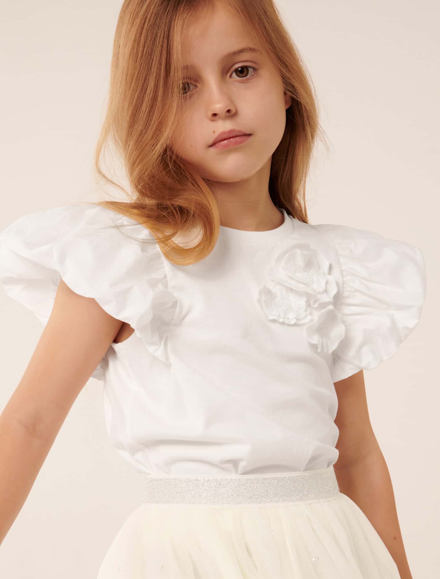 Joy Flower Girls Tee White Cloud