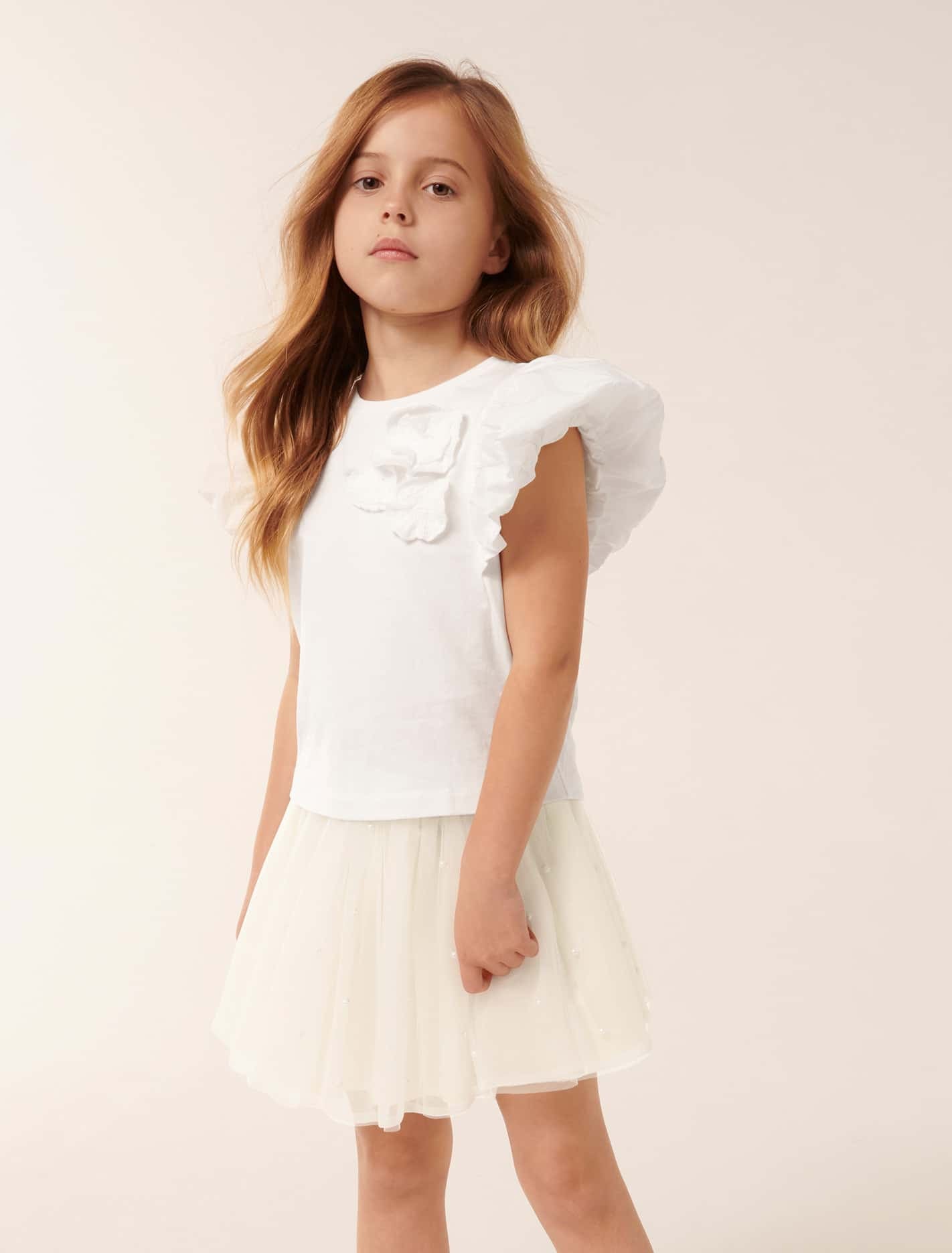 Joy Flower Girls Tee White Cloud