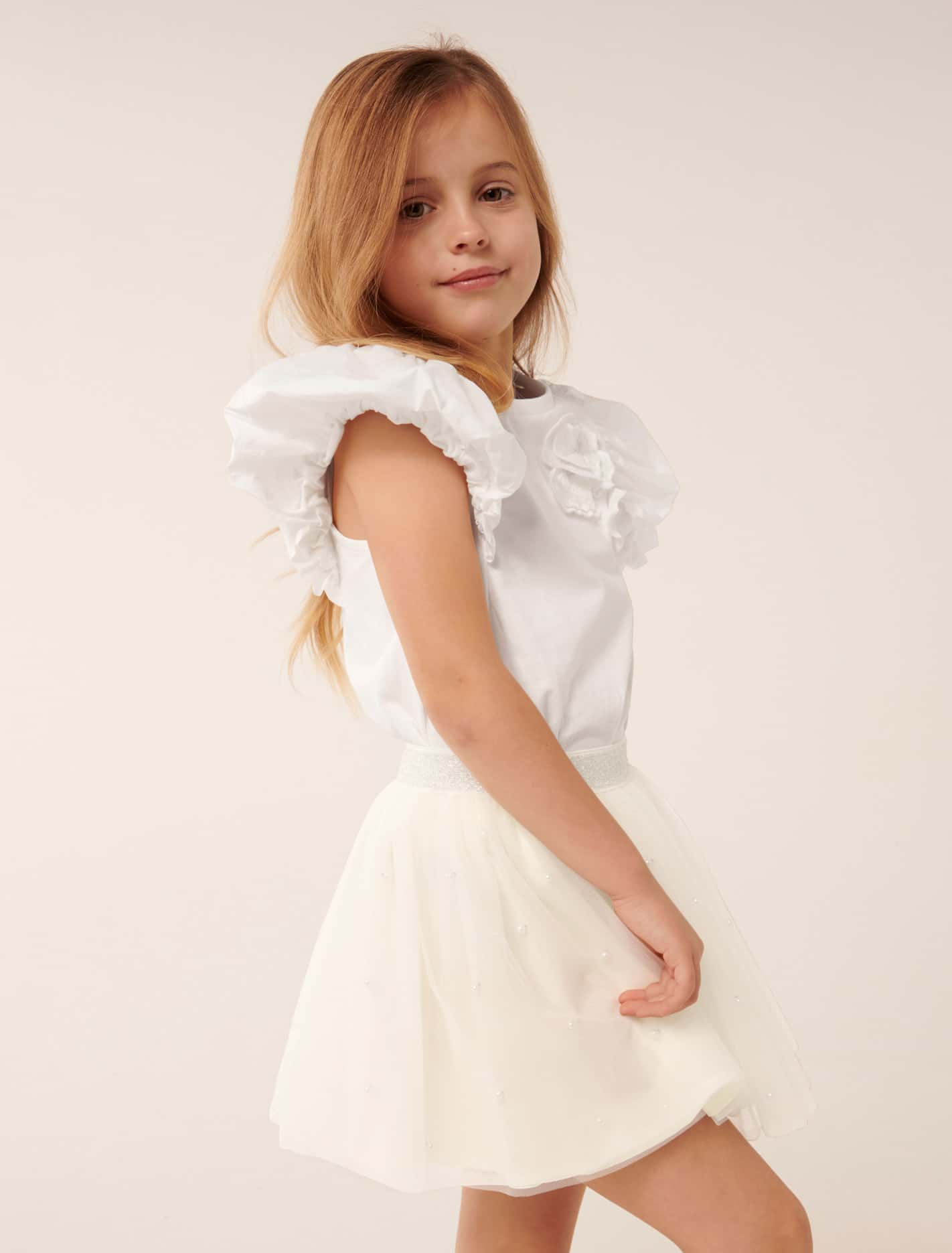 Joy Flower Girls Tee White Cloud