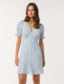 Saffron Printed Mini Sun Dress Blue Park Ditsy