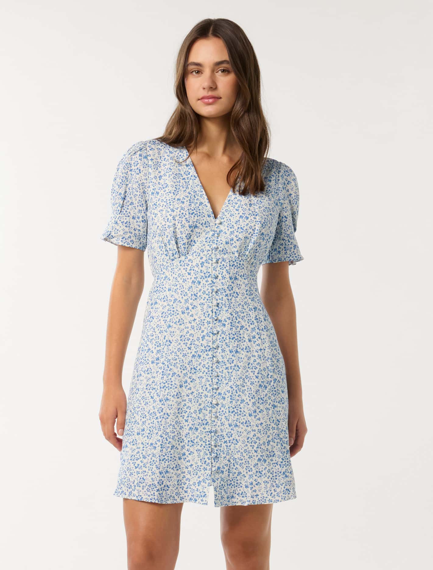 Saffron Printed Mini Sun Dress Blue Park Ditsy