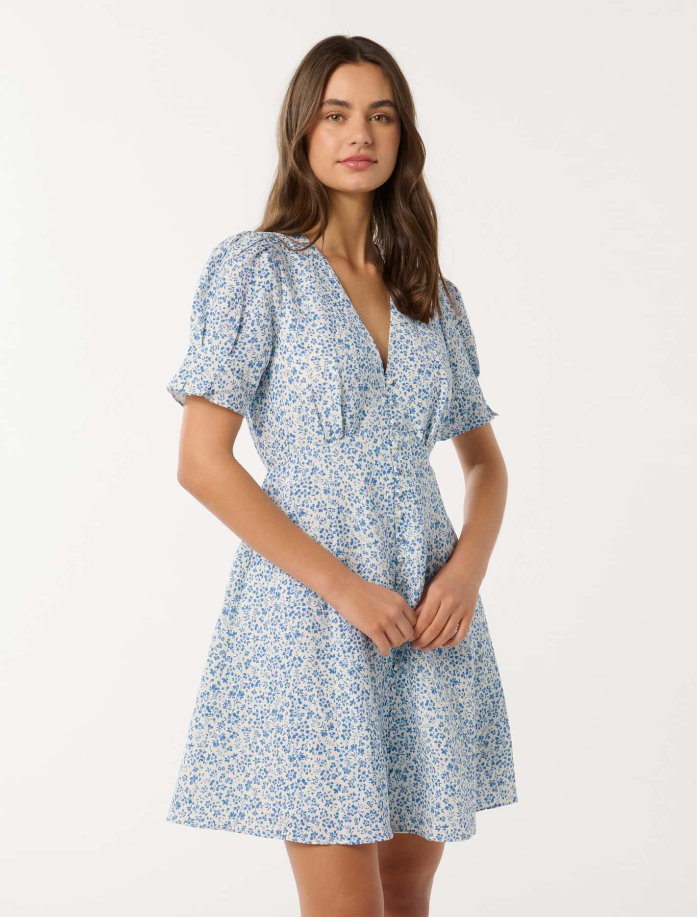 Saffron Printed Mini Sun Dress Blue Park Ditsy