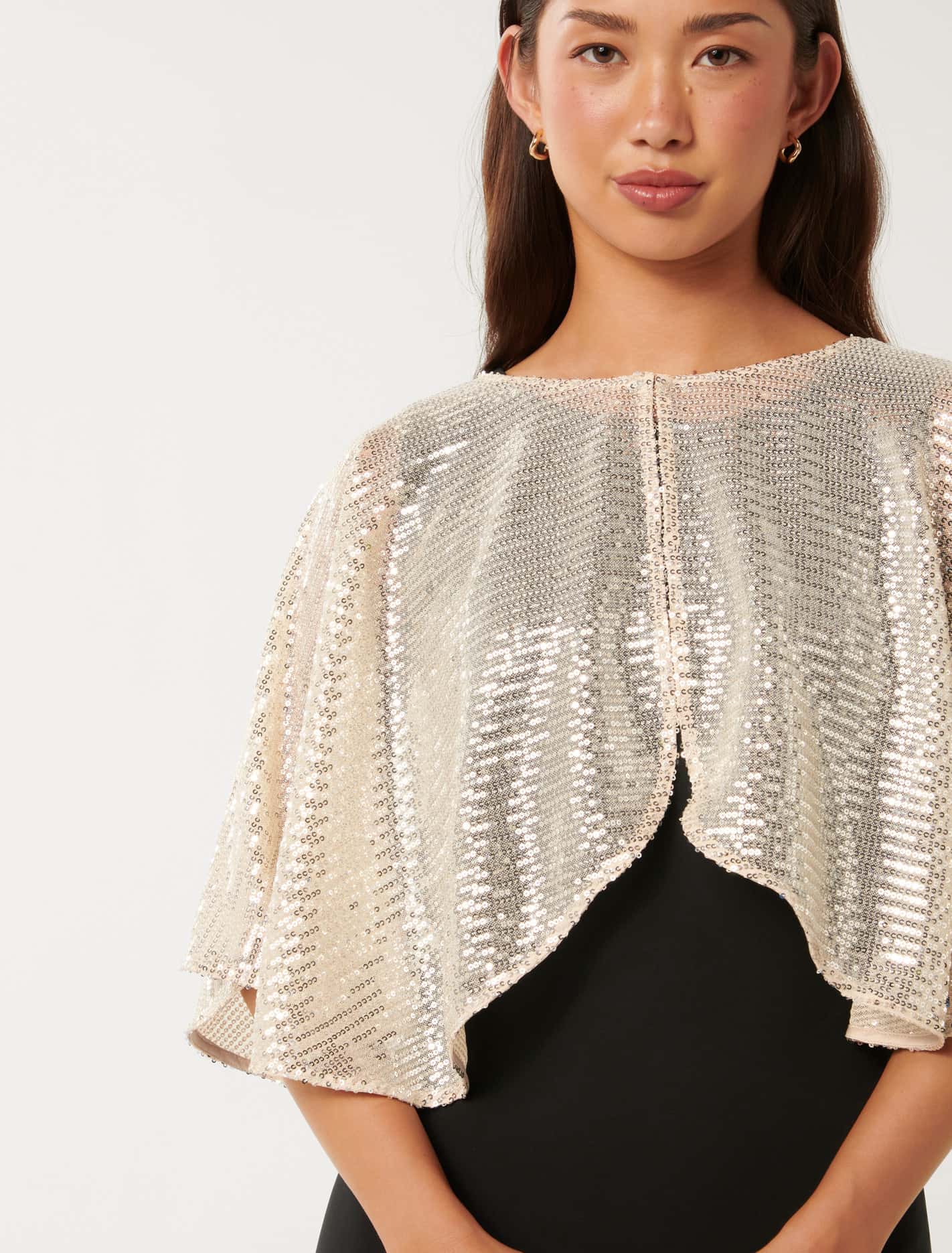 Serena Sequin Cape Champagne