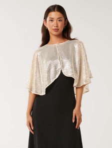 Serena Sequin Cape Champagne