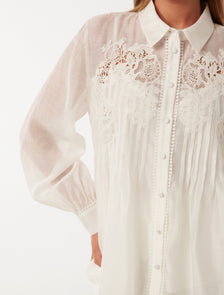 Azura Embroidered Shirt Porcelain