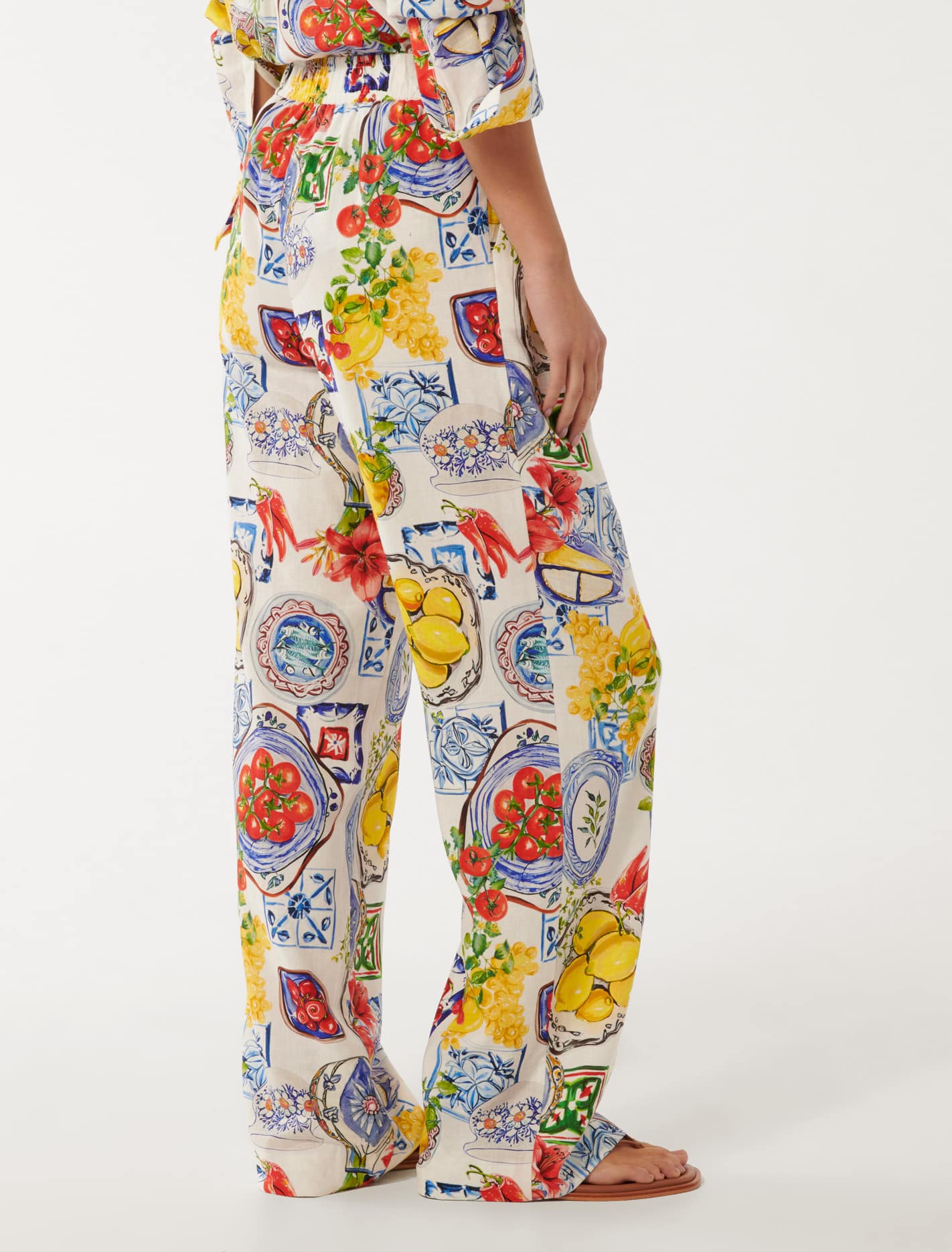 Saige Linen Wide-Leg Pants Sorrento Tile Co-ord