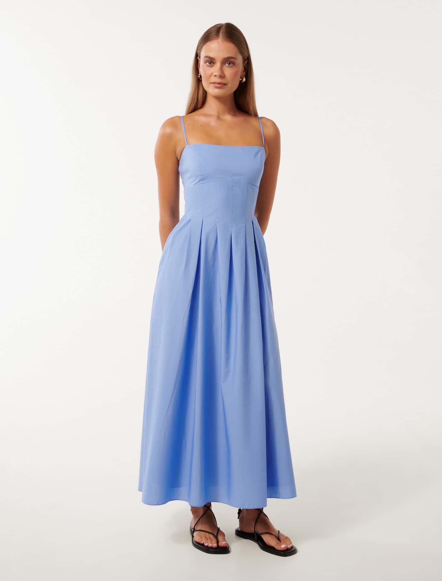 Courtney Cotton Midi Dress Hydrangea
