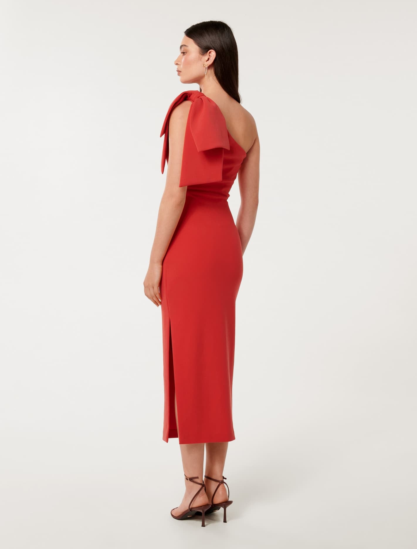 Jade Bow Bodycon Midi Dress Cherry Tomato