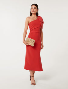 Jade Bow Bodycon Midi Dress Cherry Tomato