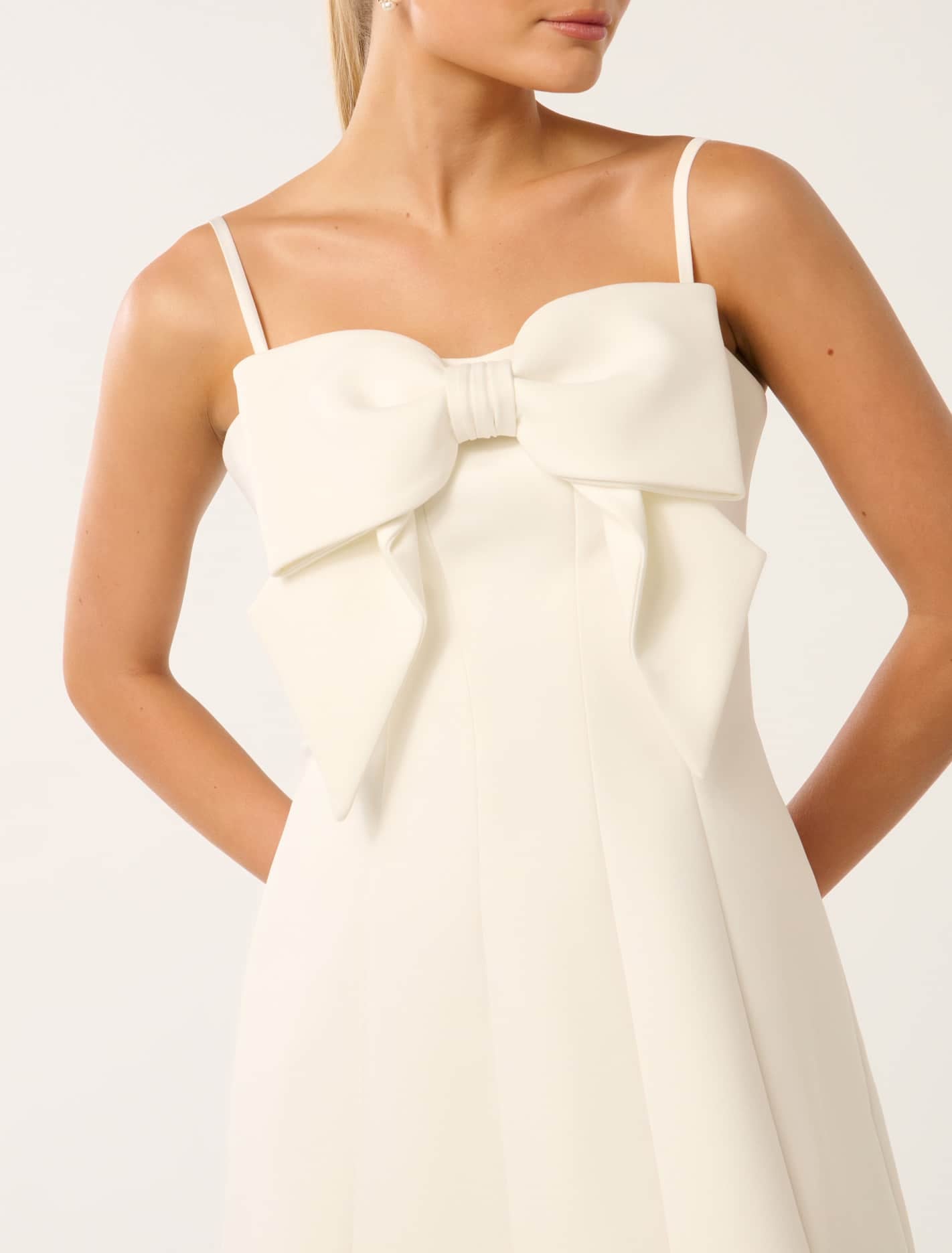 Hayley Bow-Front Mini Dress Porcelain
