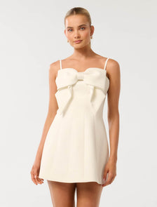 Hayley Bow-Front Mini Dress Porcelain