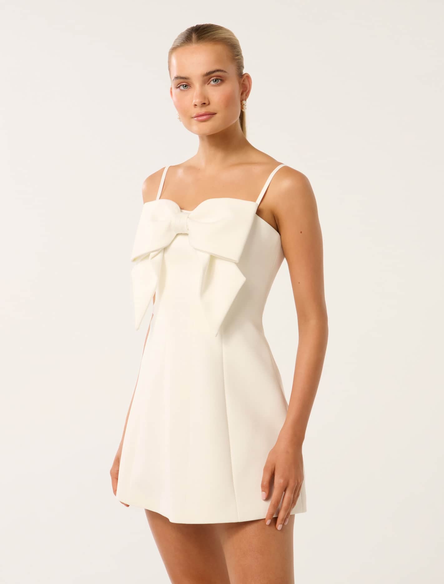 Hayley Bow-Front Mini Dress Porcelain