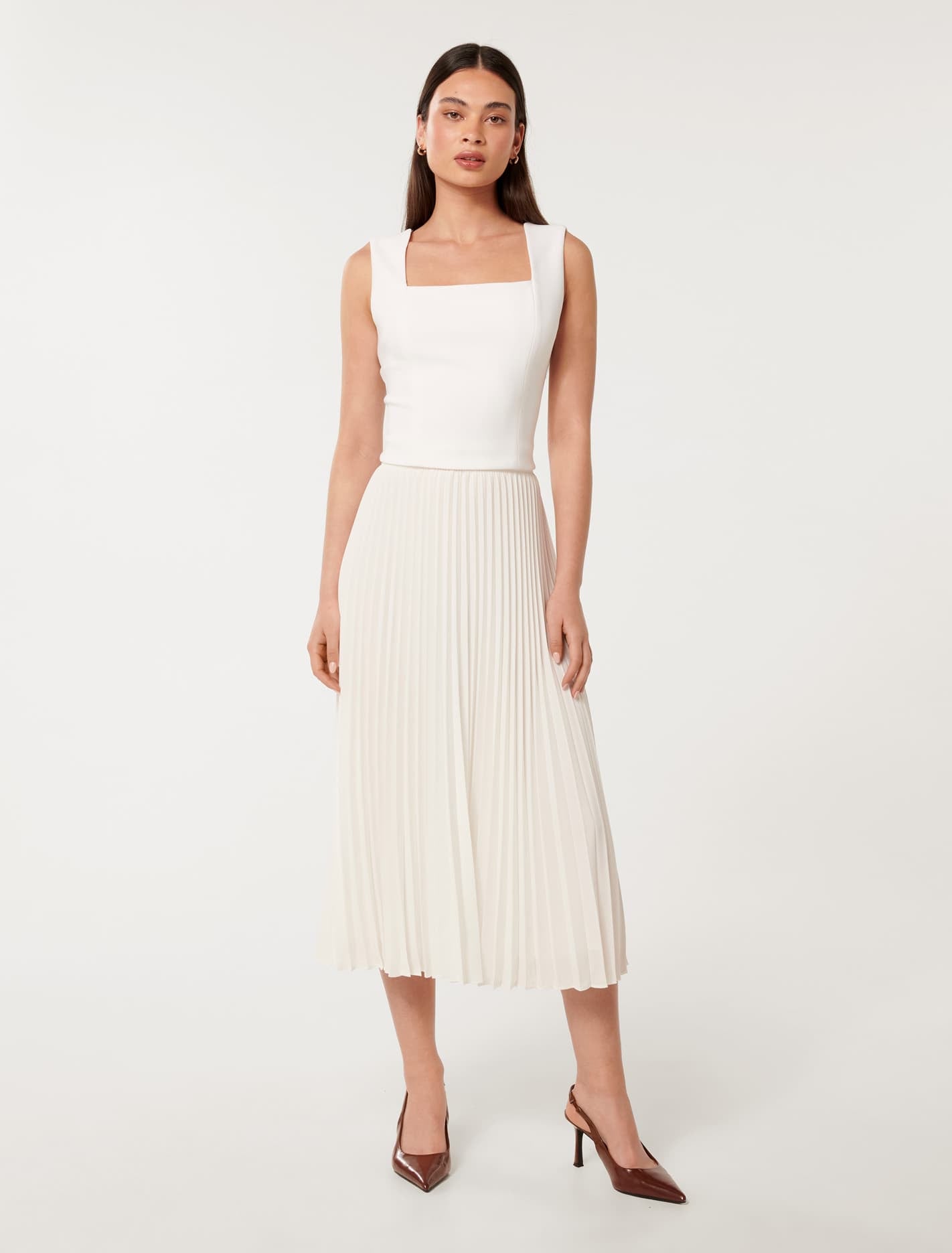 Yas Square Neck Top Porcelain