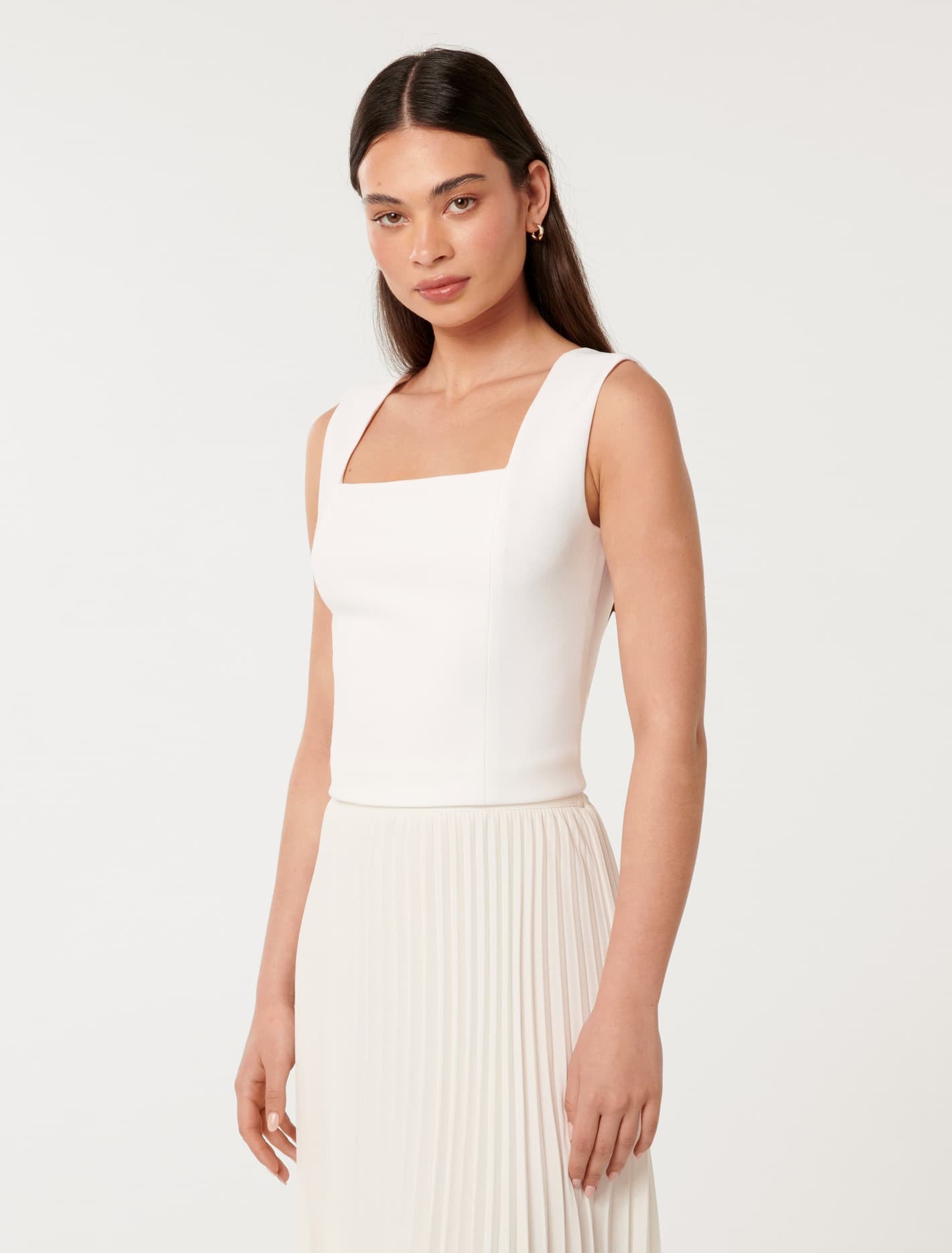 Yas Square Neck Top Porcelain