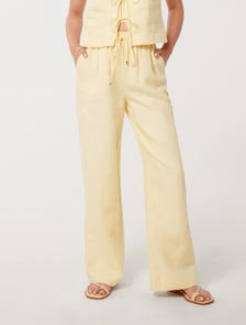 Erin Linen Drawstring Trousers Lemon Drop Co-ord