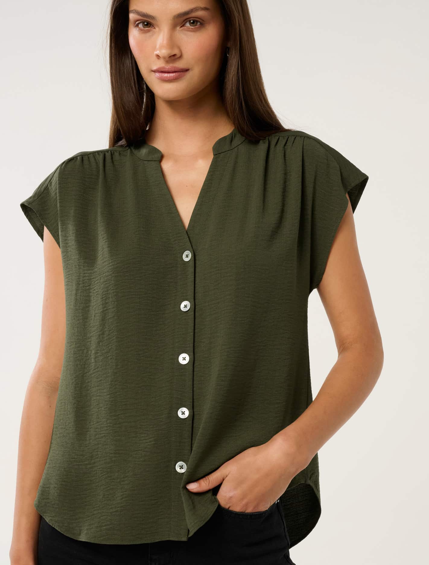 Venus Extended Shoulder Blouse TBC Green