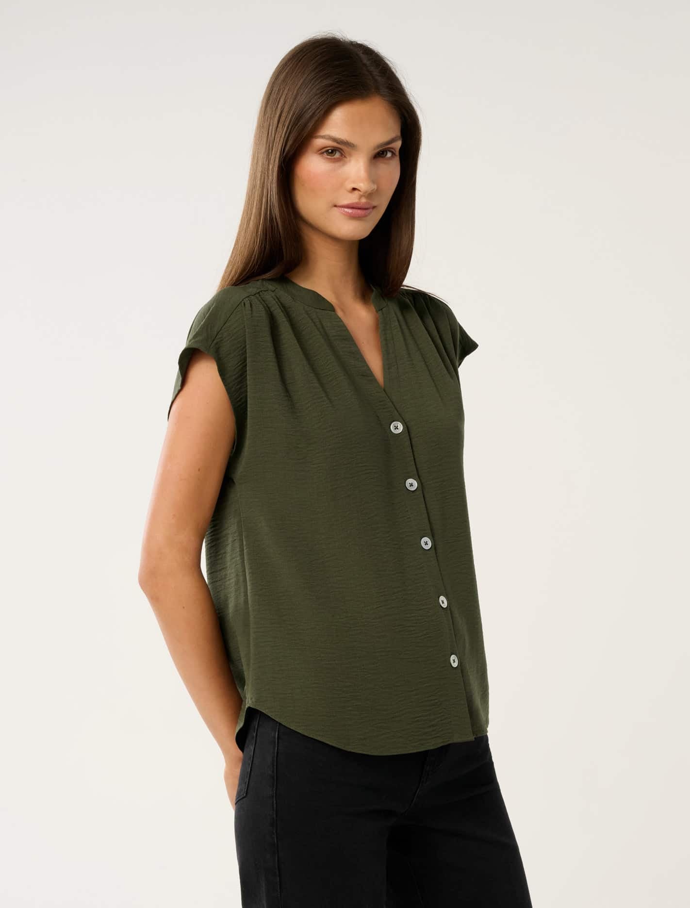 Venus Extended Shoulder Blouse TBC Green