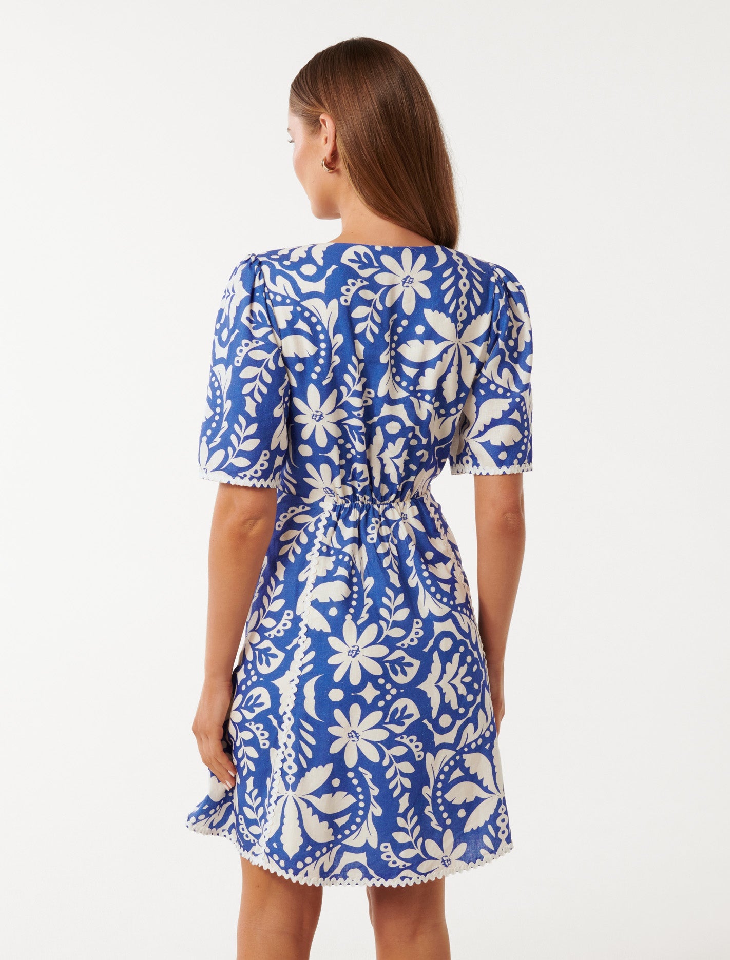 Maria Printed Trim Mini Dress Salinas Tropical