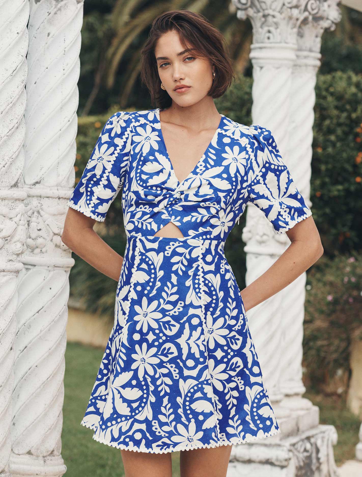 Maria Printed Trim Mini Dress Salinas Tropical