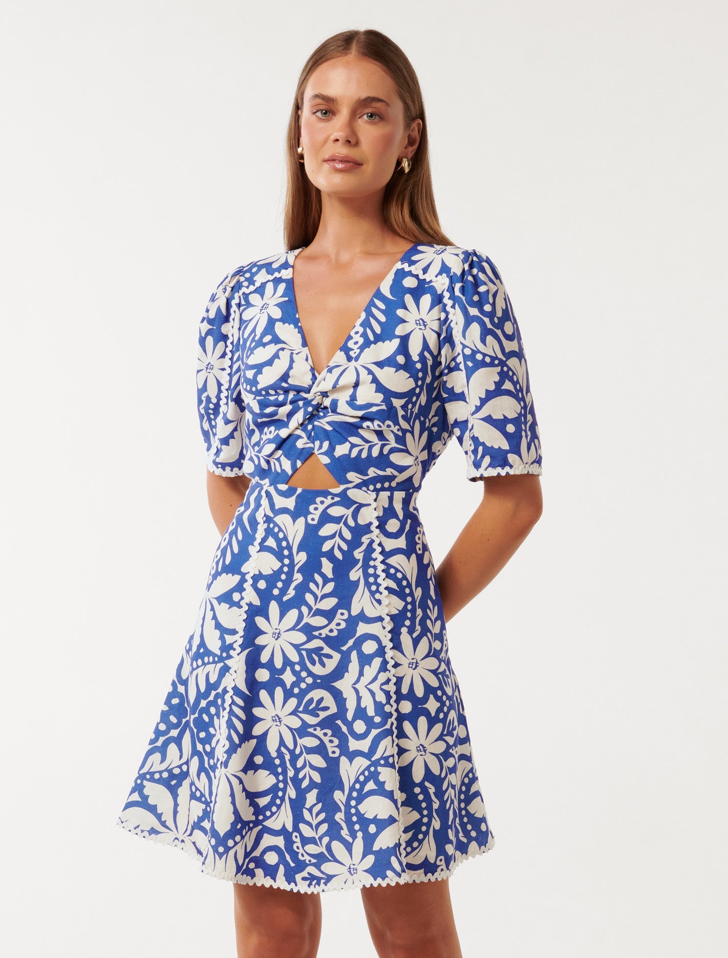 Maria Printed Trim Mini Dress Salinas Tropical