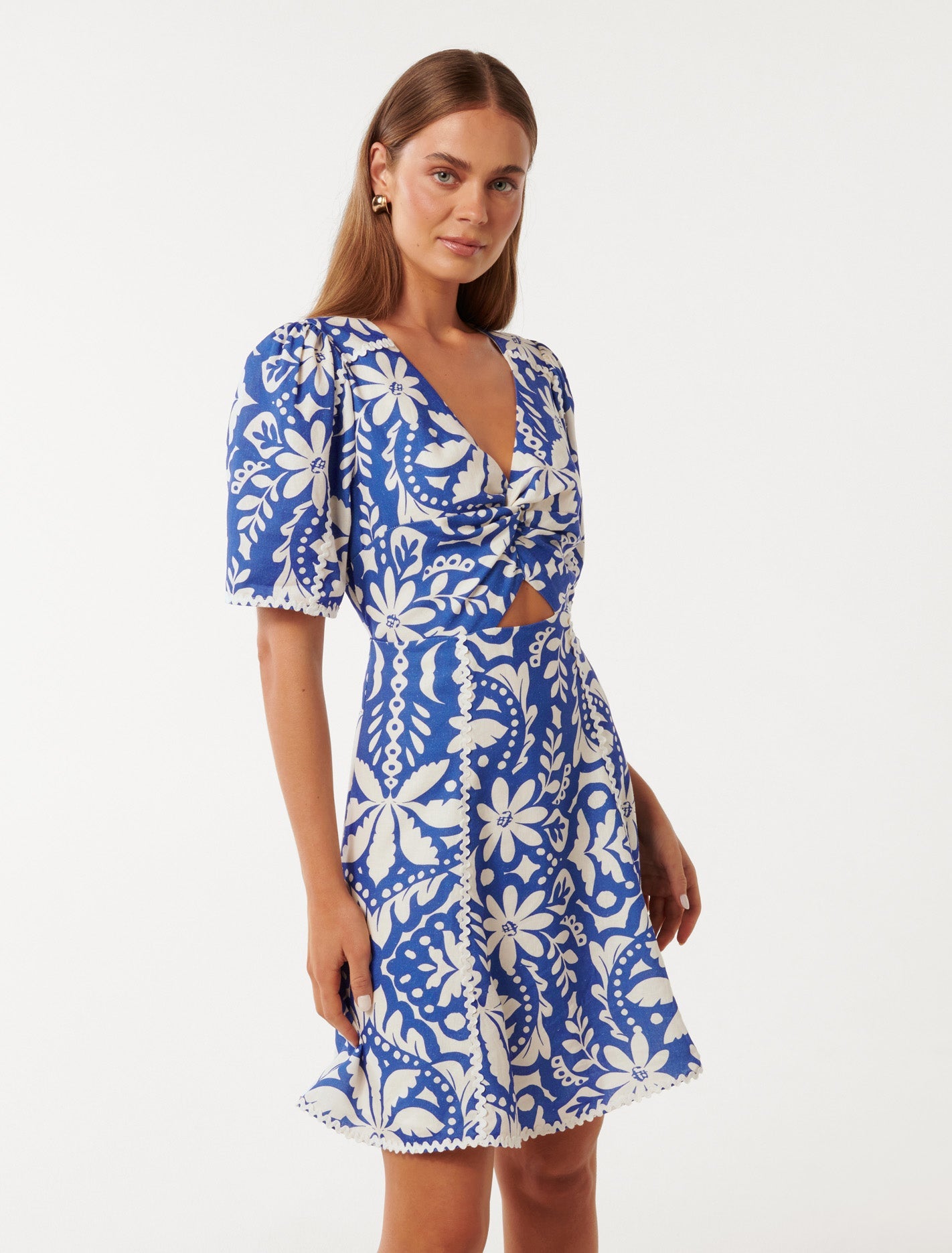 Maria Printed Trim Mini Dress Salinas Tropical