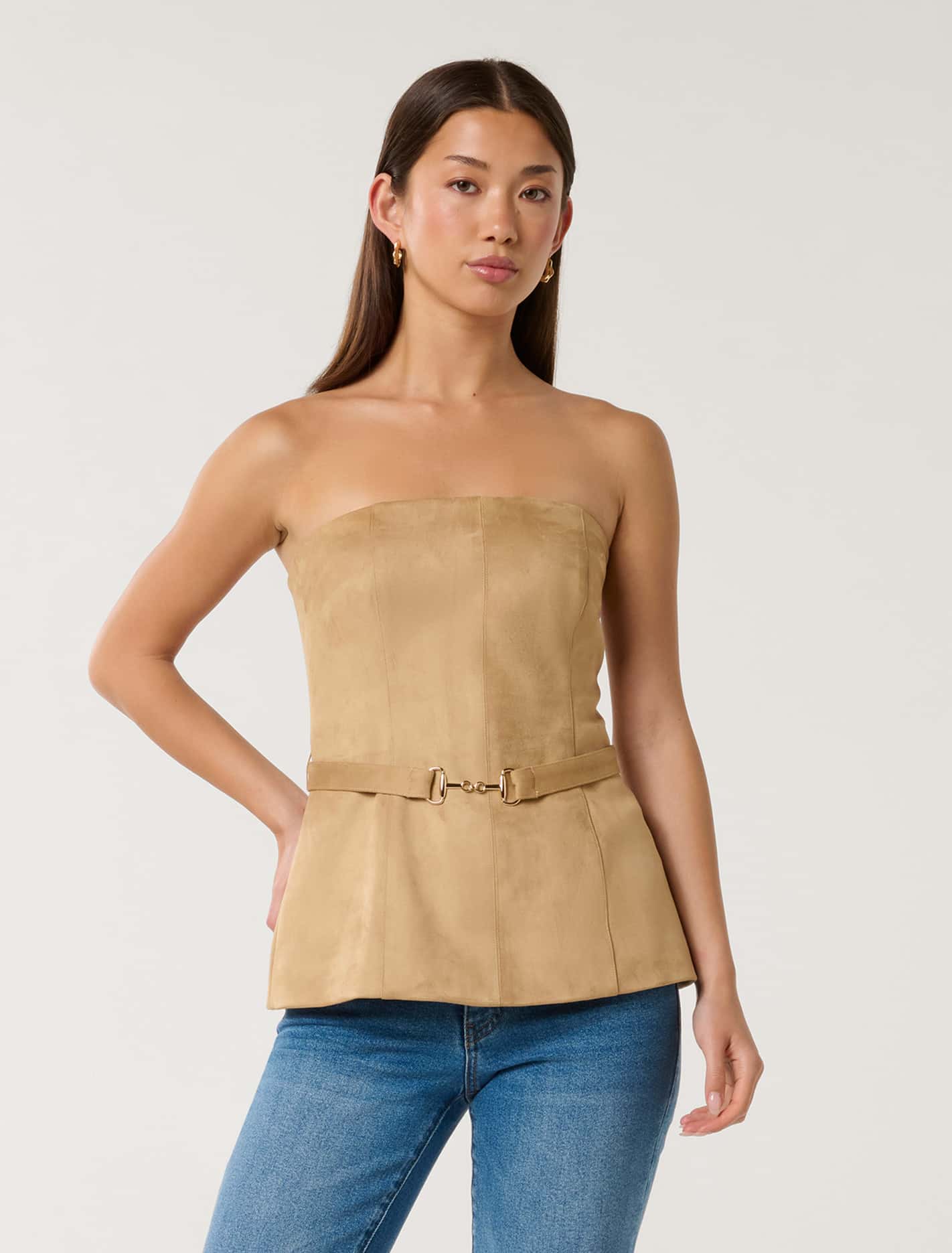Avery Vegan Suede Bustier Caramel