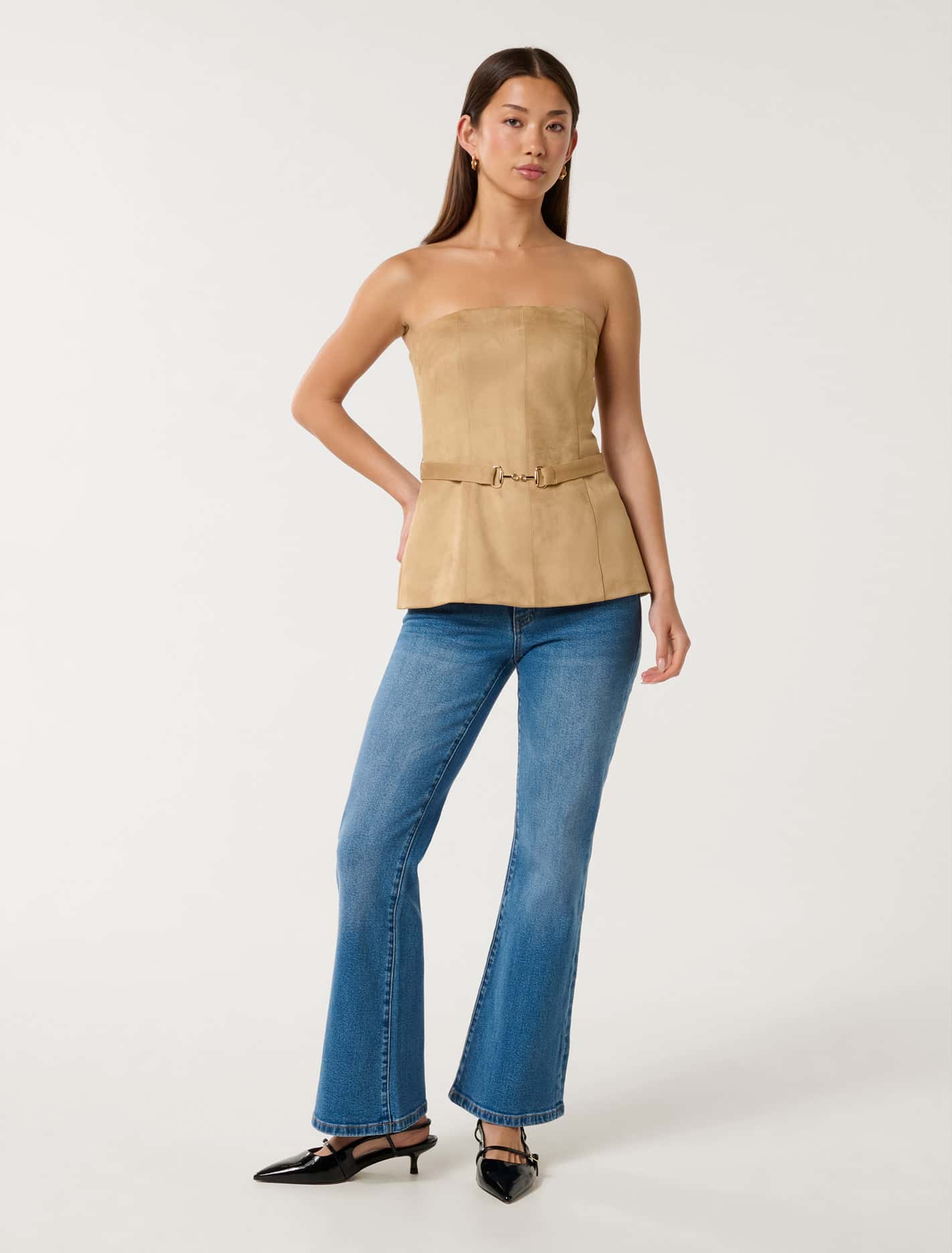 Avery Vegan Suede Bustier Caramel
