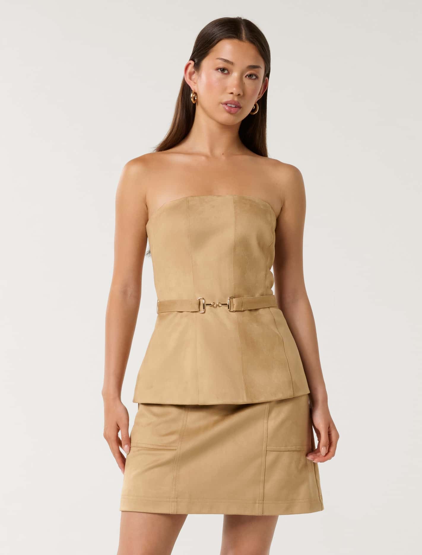 Avery Vegan Suede Bustier Caramel