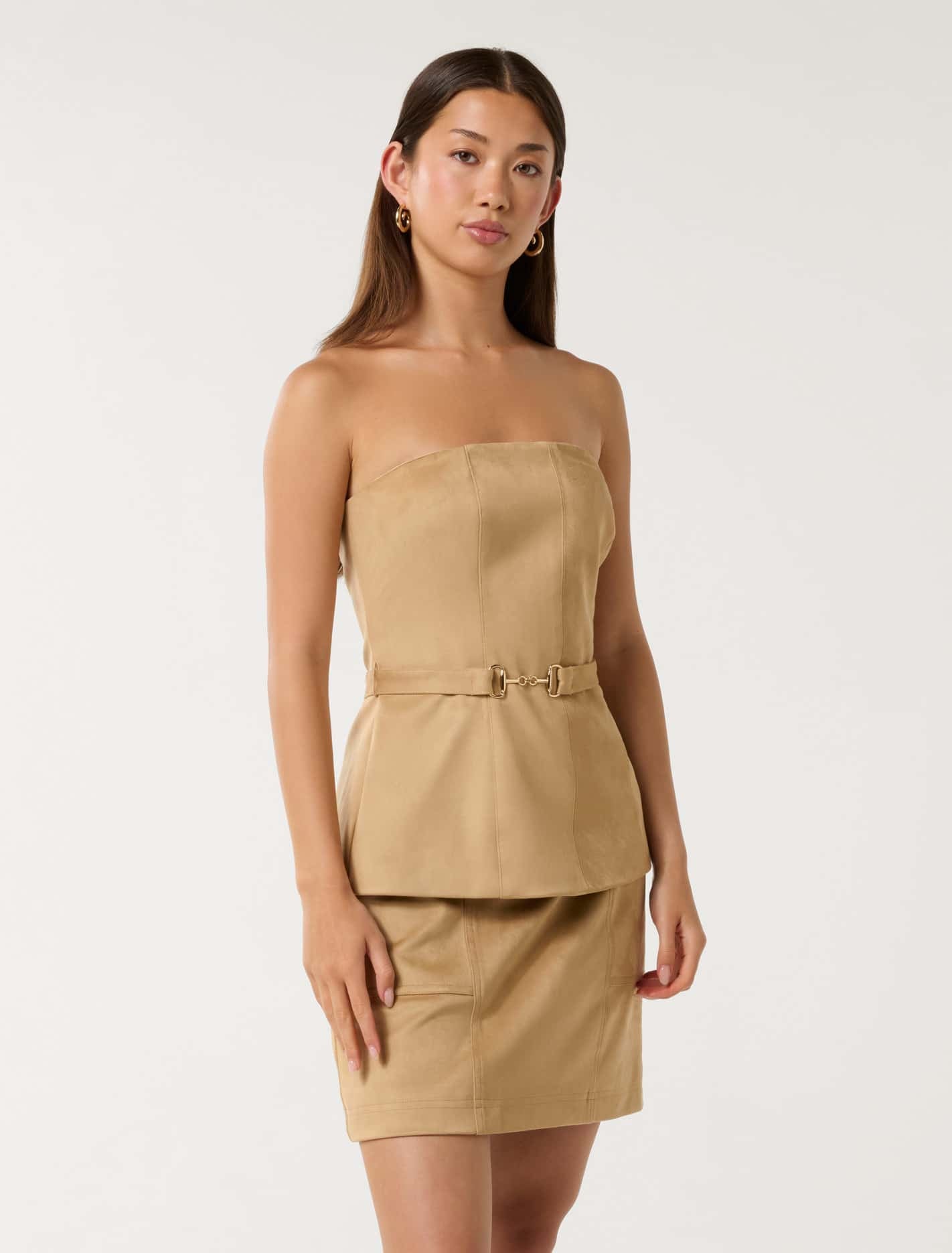 Avery Vegan Suede Bustier Caramel