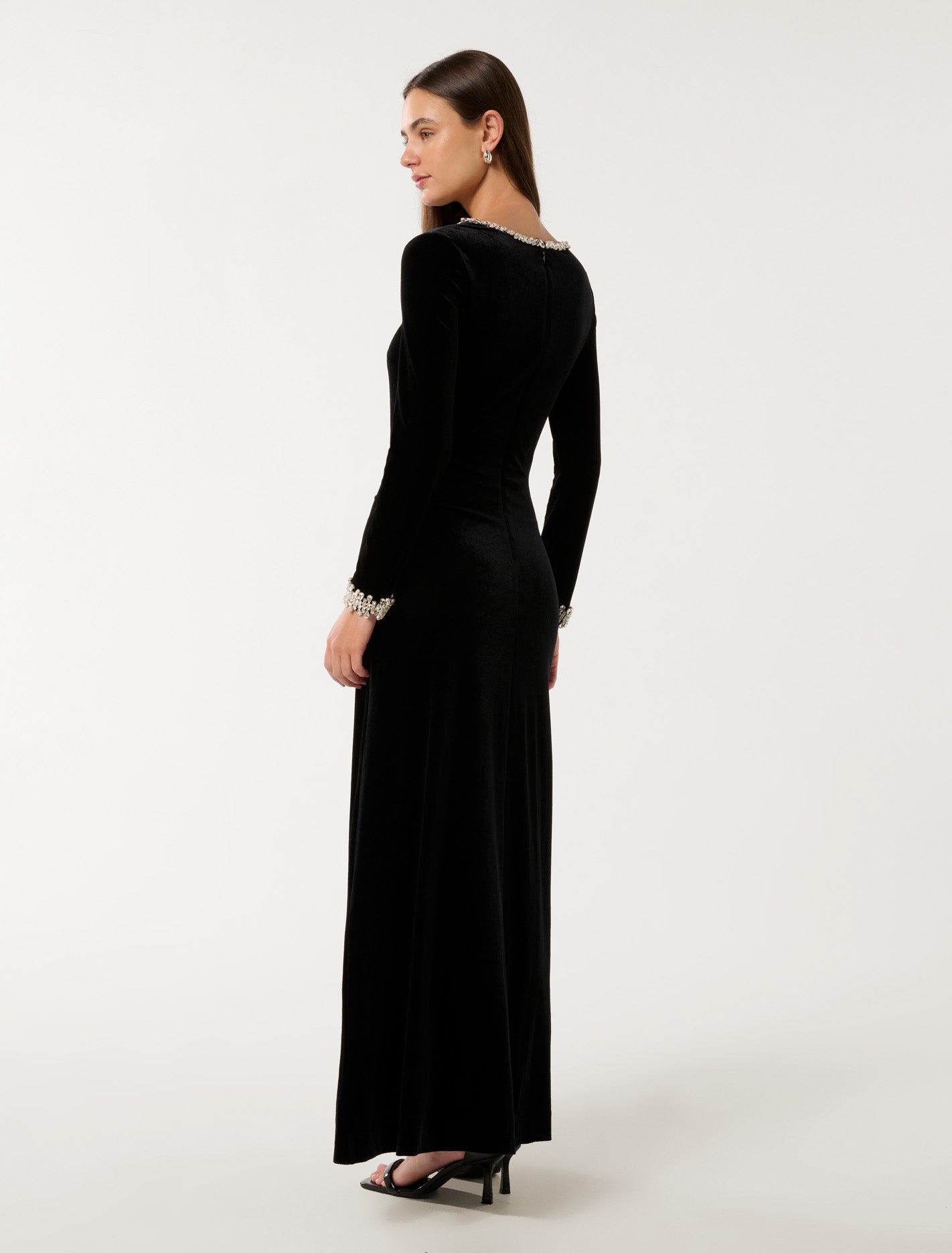 Kehlani Embellished Velvet Maxi Dress Black