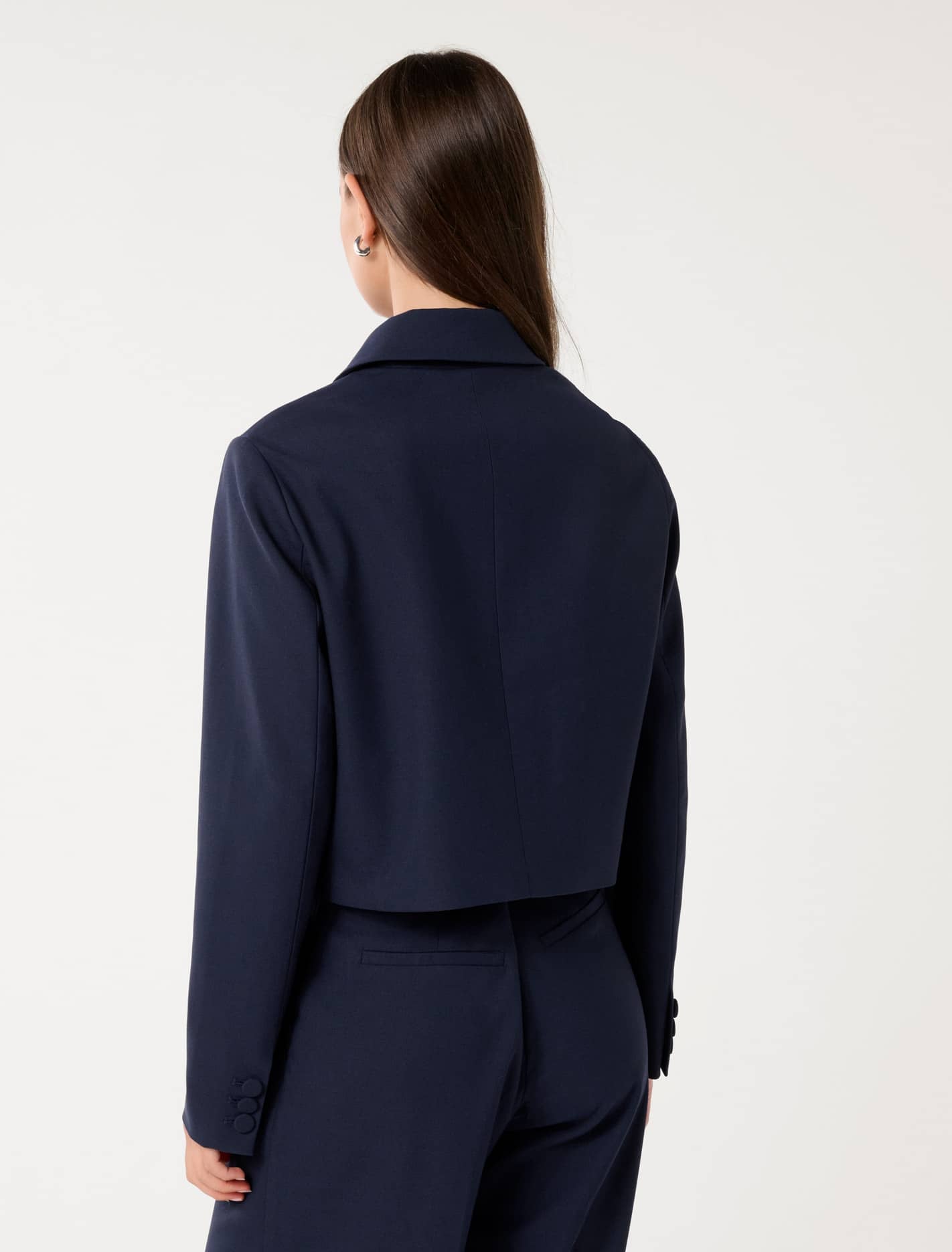Tanya Cropped Top Collar Jacket Royal Navy Suit