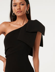 Jade Petite Bow Bodycon Midi Dress Black