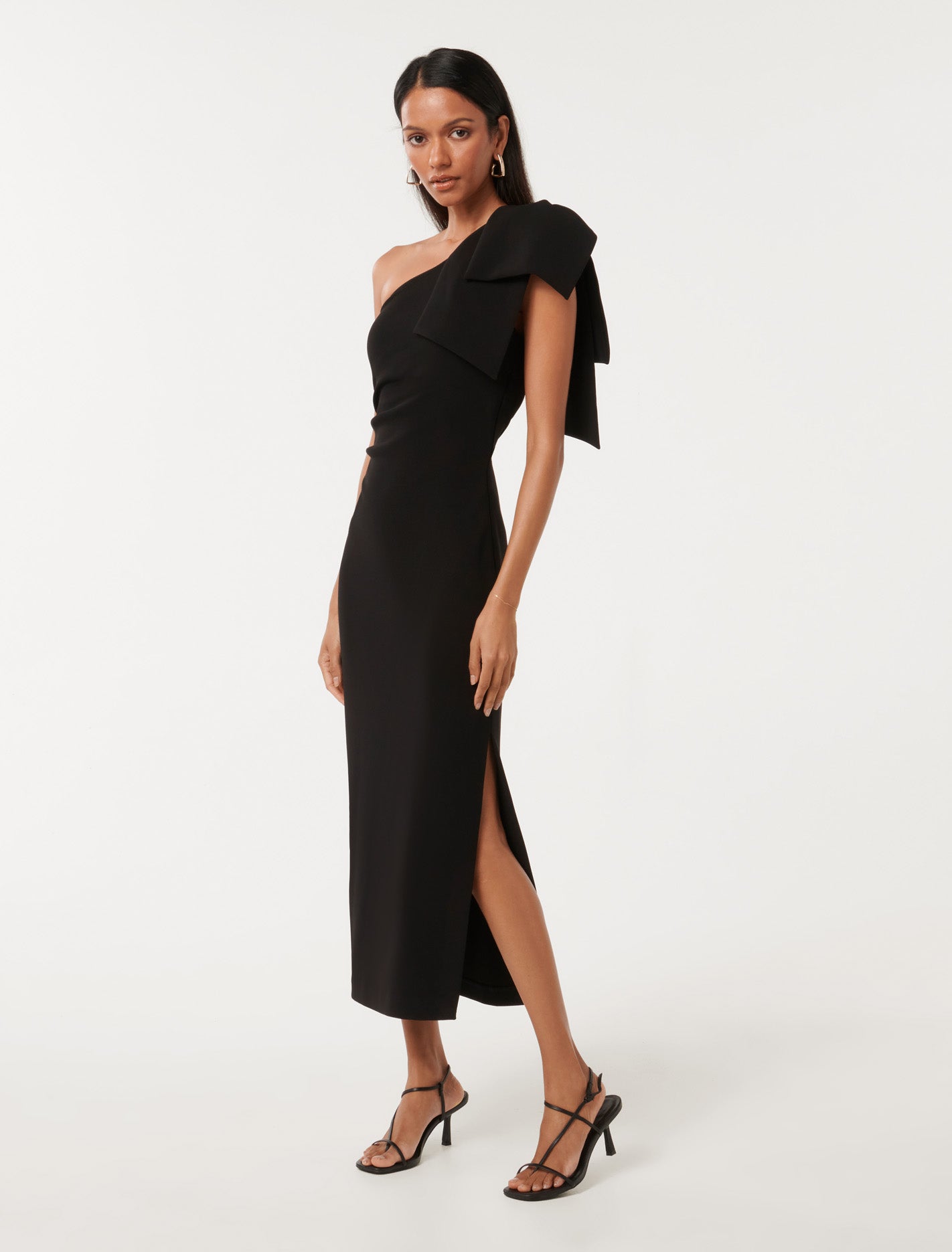 Jade Petite Bow Bodycon Midi Dress Black