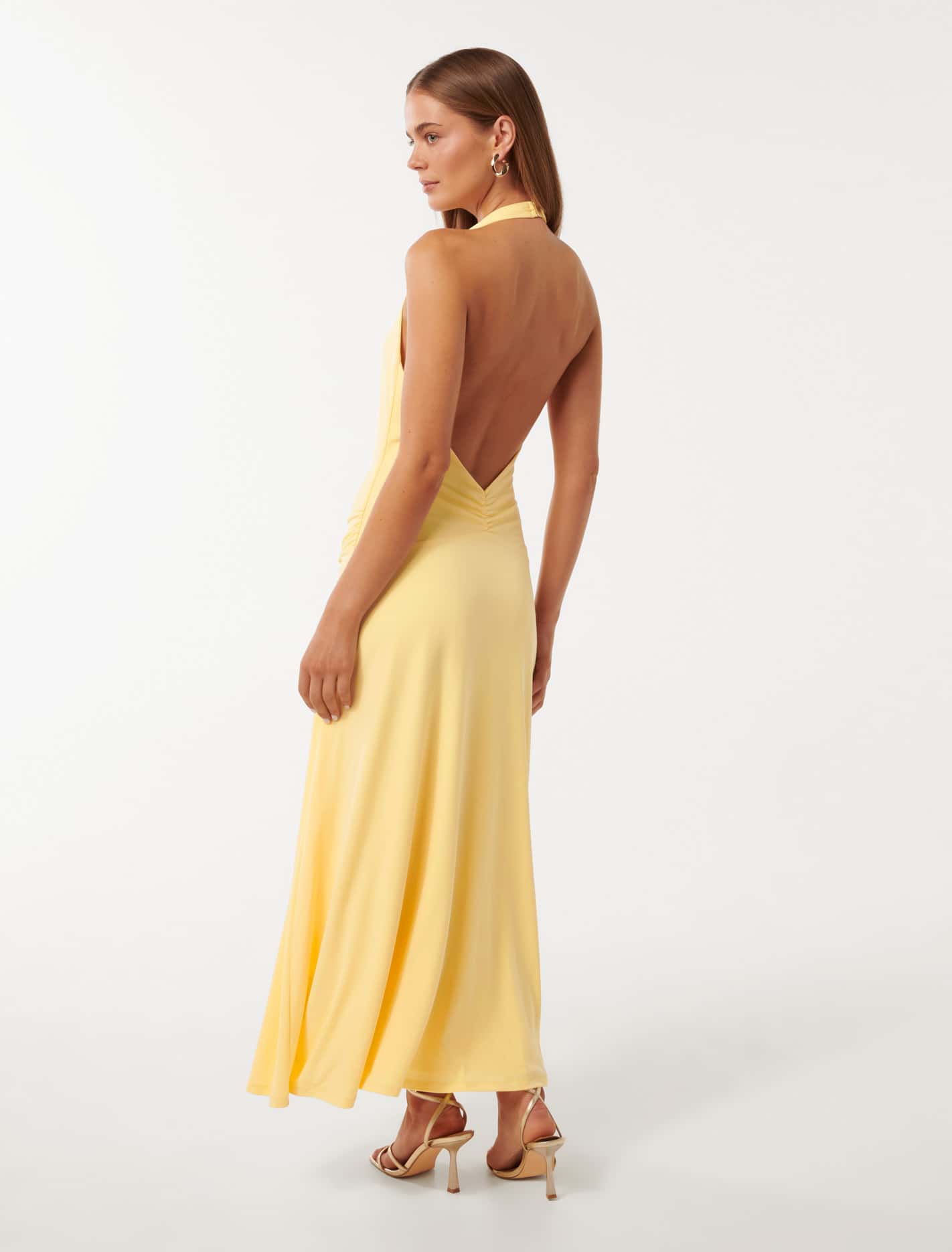 Summer Halter Low Back Dress Pale Banana