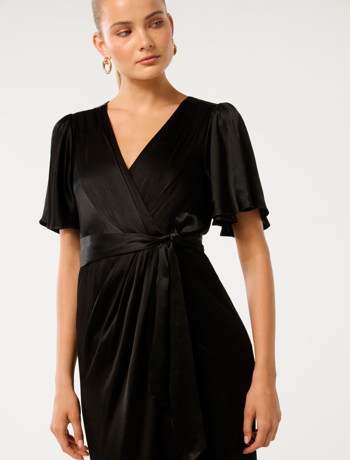 Carolina Satin Midi Dress Black