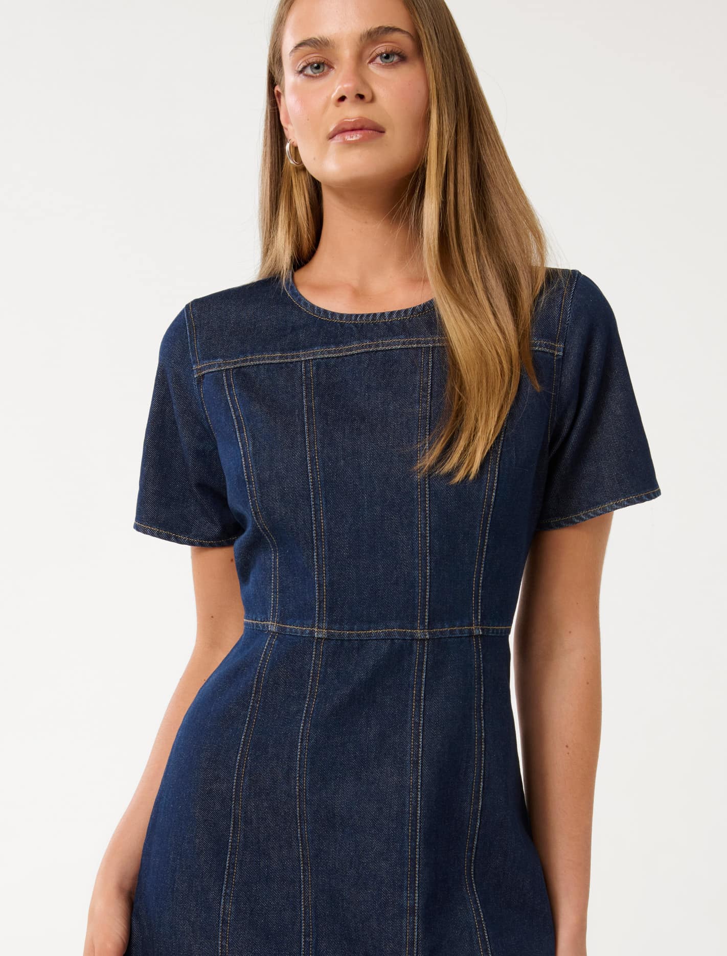 Bleu Shift Denim Dress Dark Rinse Wash