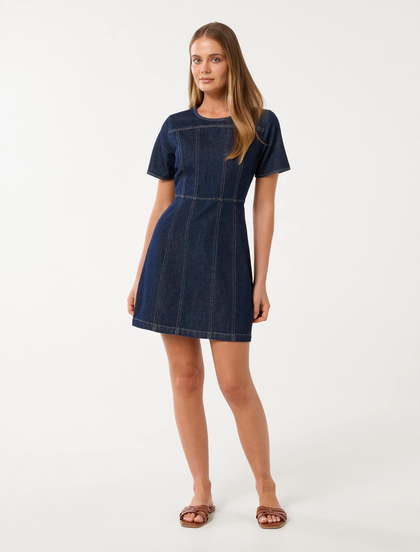 Bleu Shift Denim Dress Dark Rinse Wash