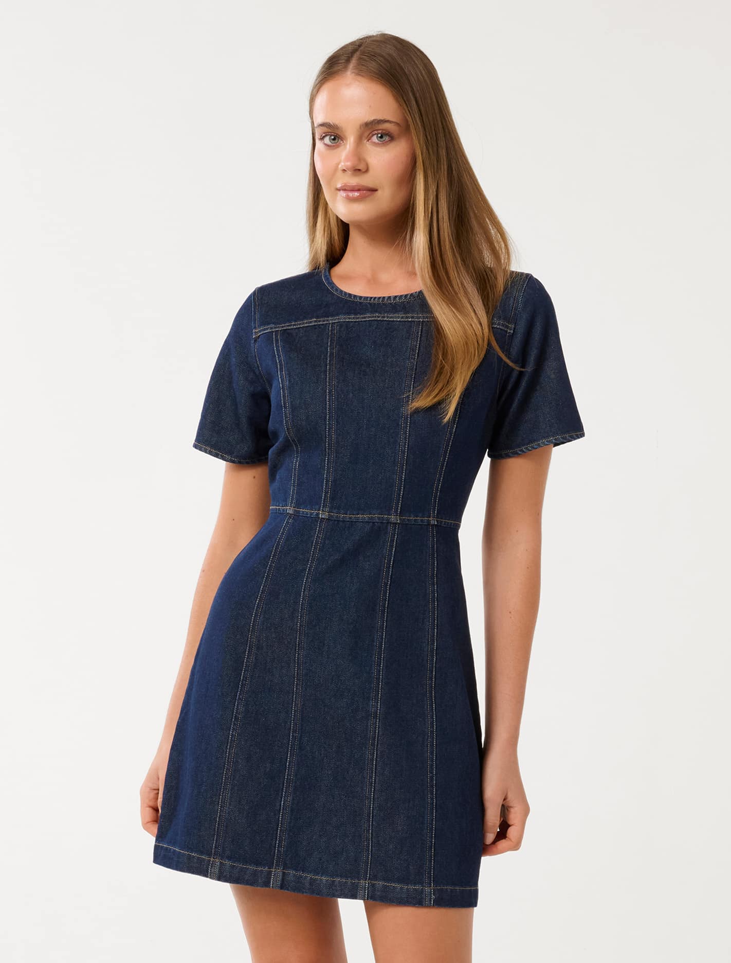 Bleu Shift Denim Dress Dark Rinse Wash
